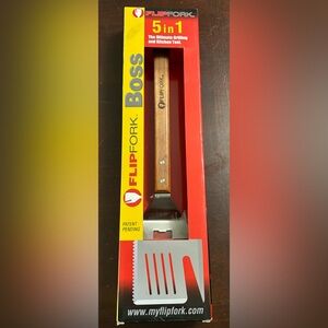 Flip Fork Boss 5 in 1 Grilling Tool‎ Spatula Bottle Opener Fork Knife Tenderizer